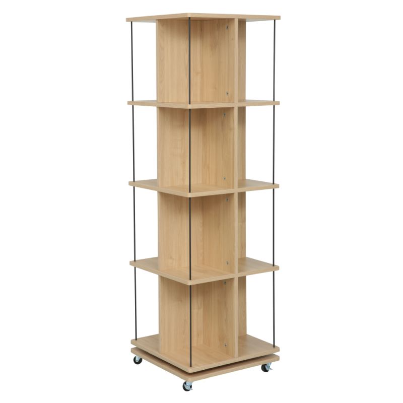 Otočný regál, 45cm, dub, čierny, POTOR