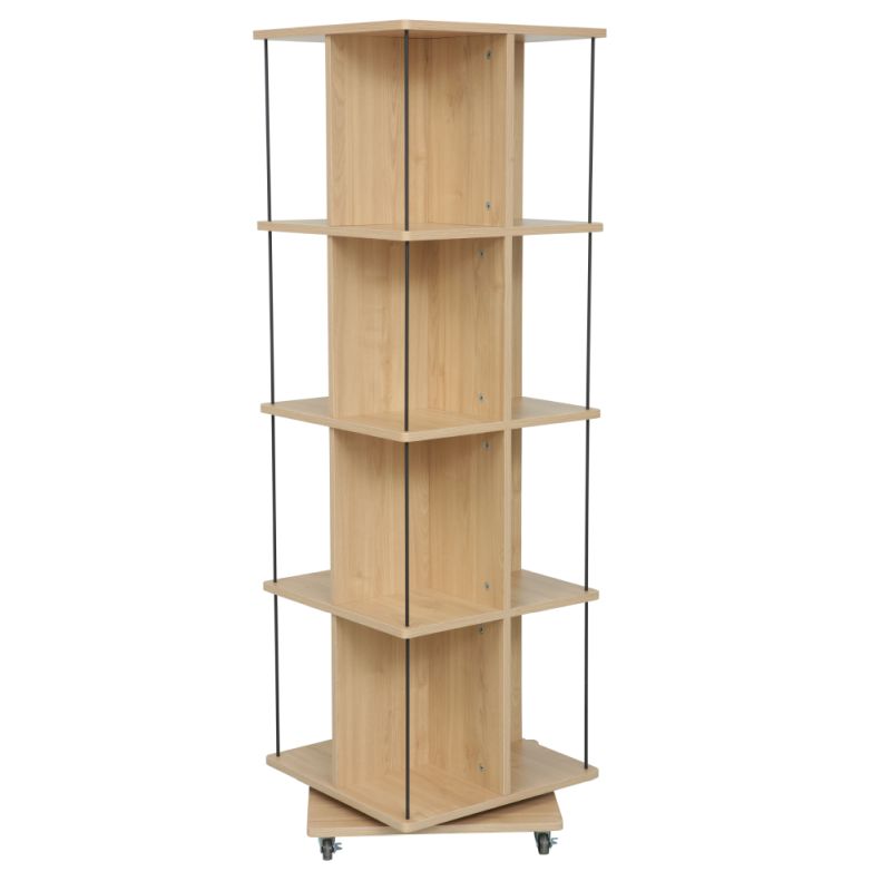 Otočný regál, 45cm, dub, čierny, POTOR