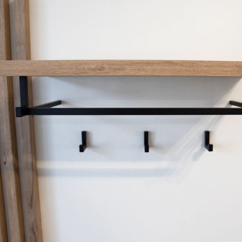 Predsieňová zostava, 150cm, biely lesk, dub artisan, ALIVA V2