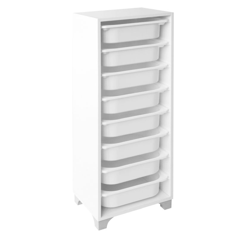 Regál s úložnými boxami, 42cm, biely, LUNOR