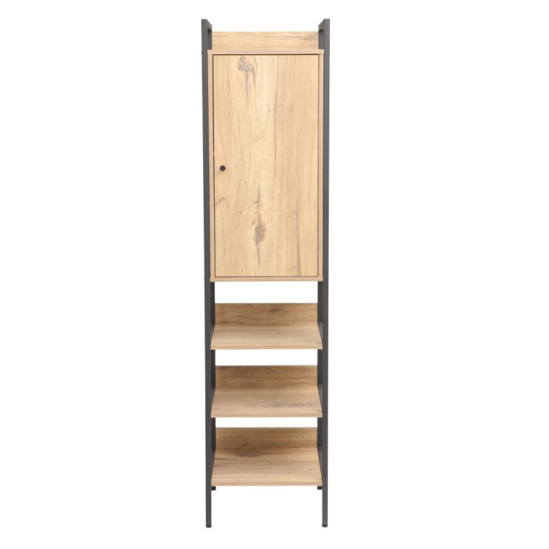 Regál so skrinkou, 44cm, dub, čierny, LORVA