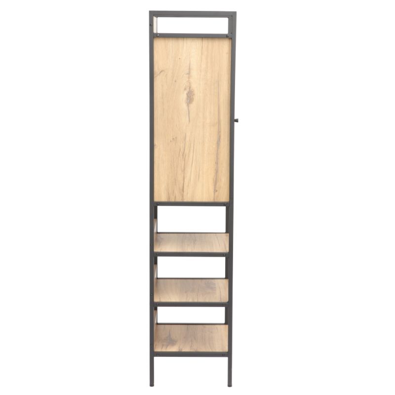 Regál so skrinkou, 44cm, dub, čierny, LORVA