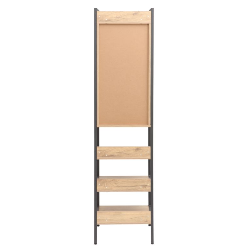 Regál so skrinkou, 44cm, dub, čierny, LORVA