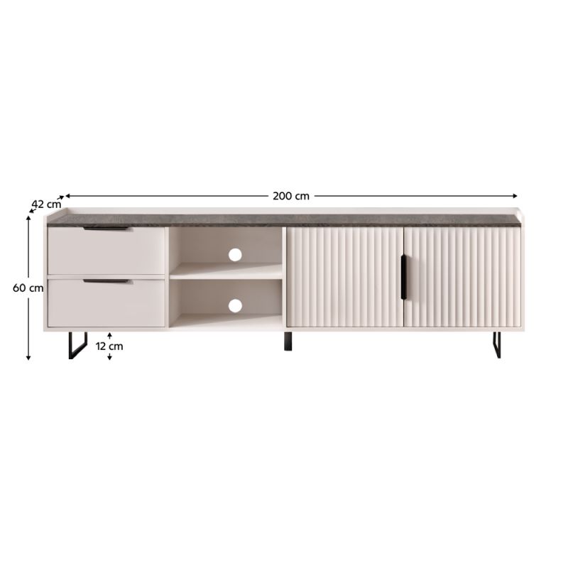 TV stolík, 200cm, kašmír, norkový gaštan arvadonna, FRESIO RTV2D2S