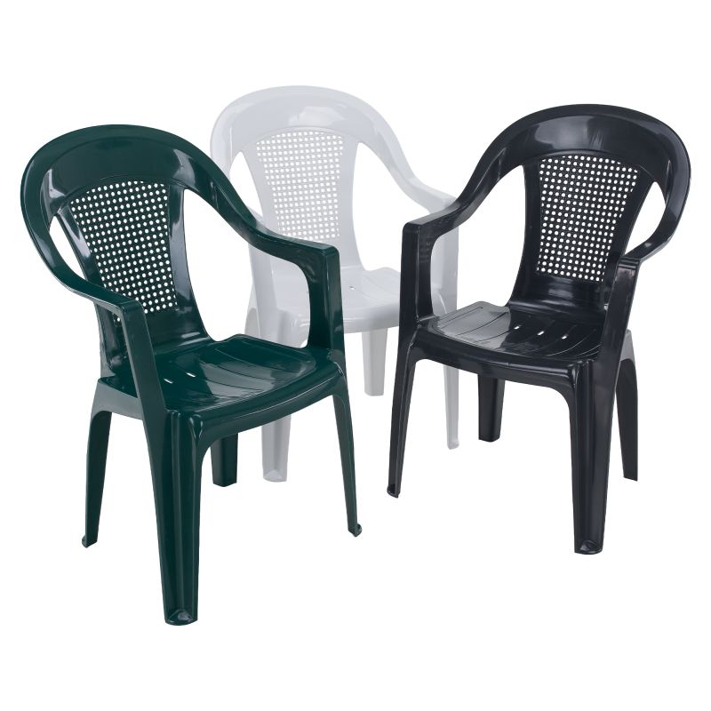 Záhradné stohovateľné kreslo, antracit plast, MEDRO