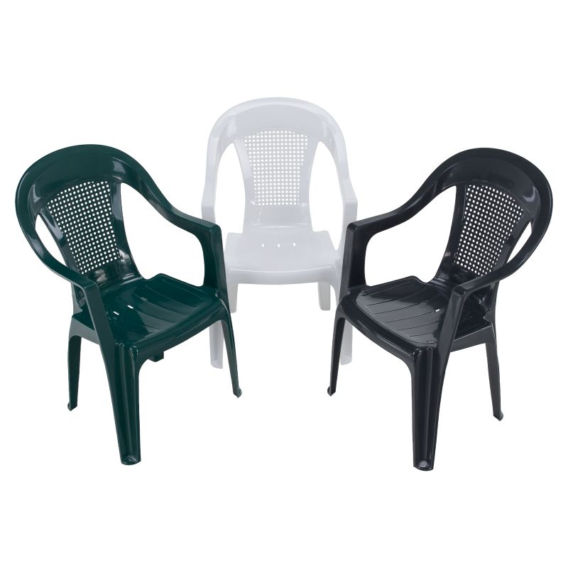 Záhradné stohovateľné kreslo, antracit plast, MEDRO