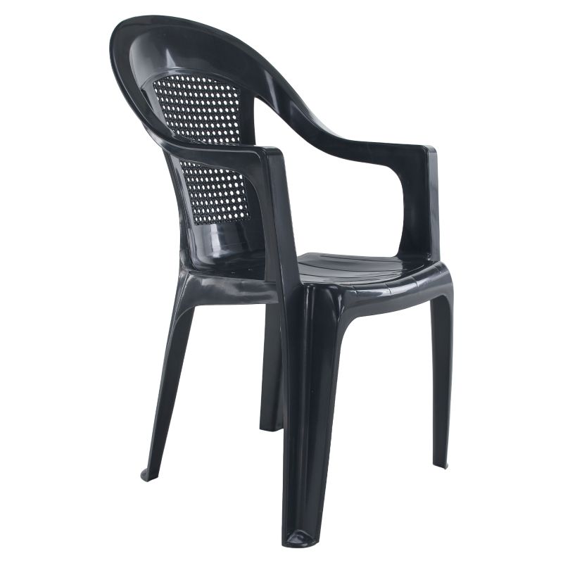 Záhradné stohovateľné kreslo, antracit plast, MEDRO