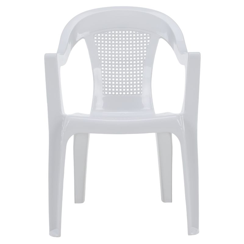 Záhradné stohovateľné kreslo, biely plast, MEDRO