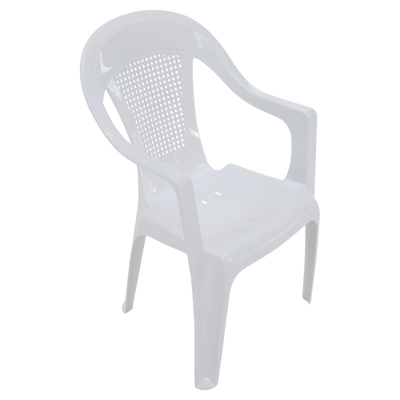 Záhradné stohovateľné kreslo, biely plast, MEDRO