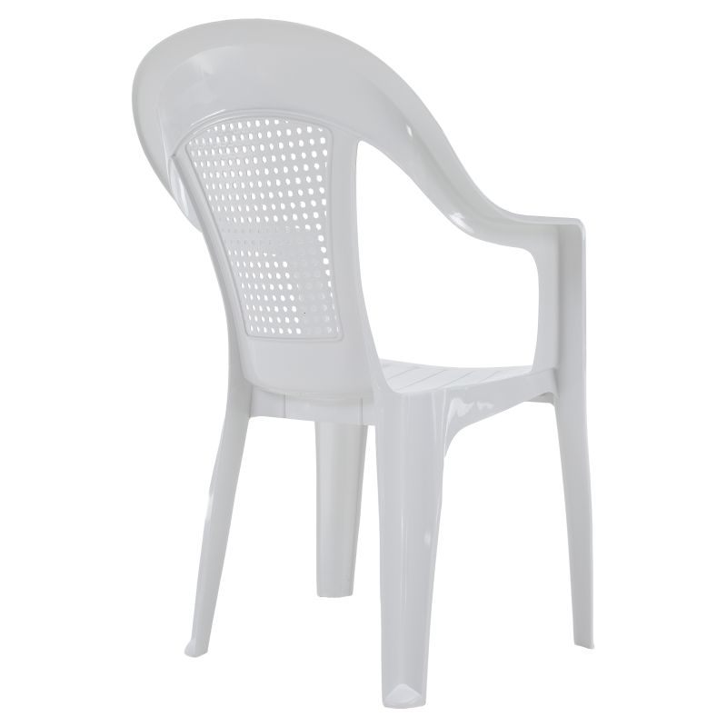 Záhradné stohovateľné kreslo, biely plast, MEDRO