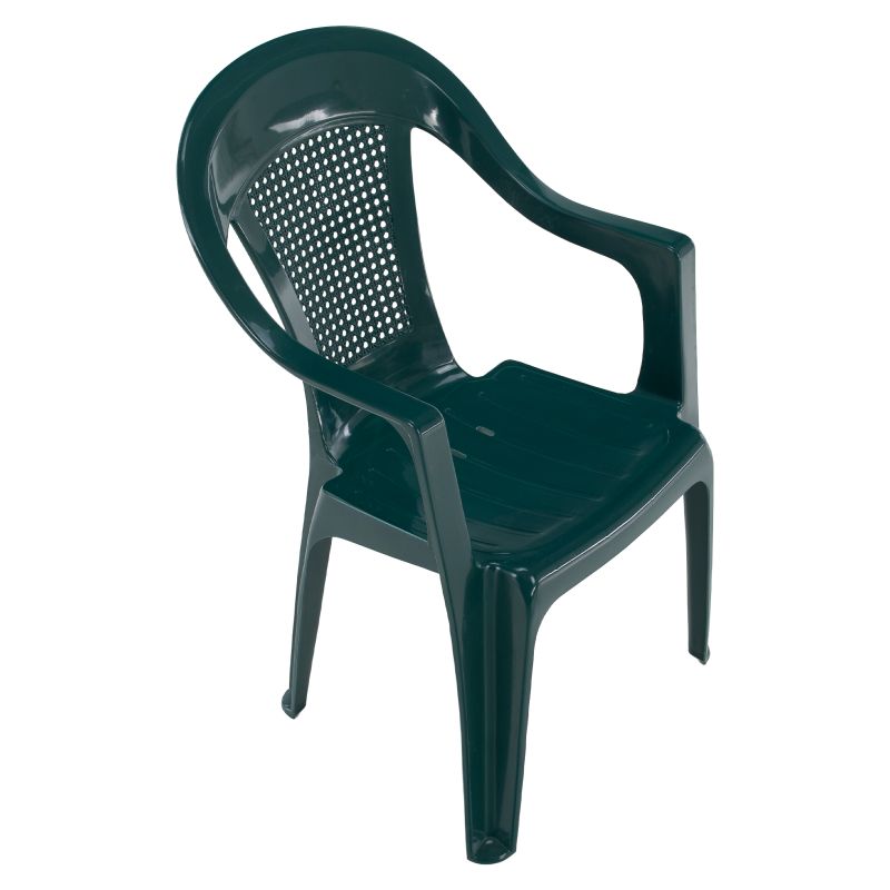 Záhradné stohovateľné kreslo, zelený plast, MEDRO