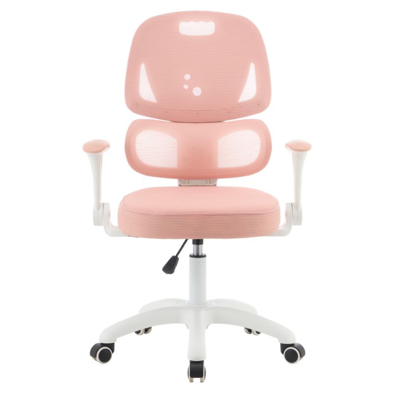 Otočná stolička, ružová sieťovina, biely plast, LISTER