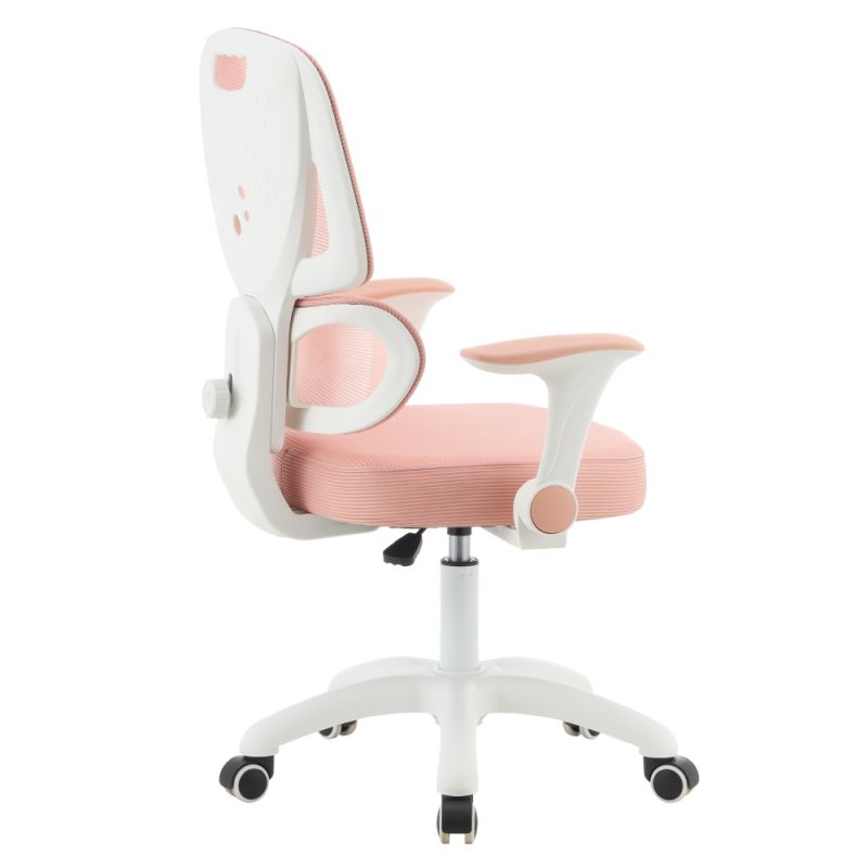 Otočná stolička, ružová sieťovina, biely plast, LISTER