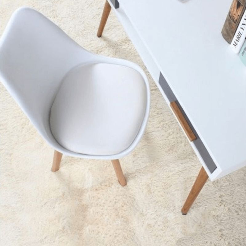 Stolička jedálenská, biely plast a ekokoža, nohy buk, BALI 3 NEW