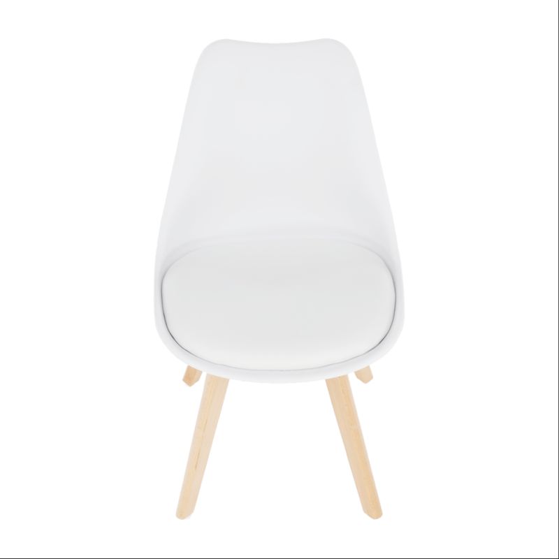 Stolička jedálenská, biely plast a ekokoža, nohy buk, BALI 3 NEW