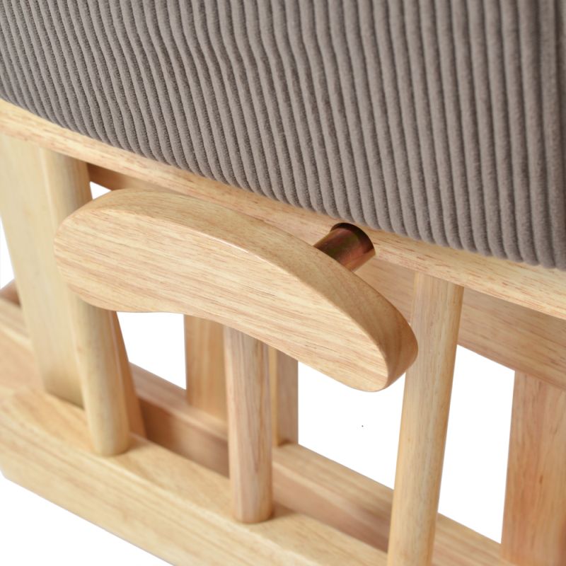 Hojdacie kreslo s podnožou, drevo dub, hnedá látka, STADIL