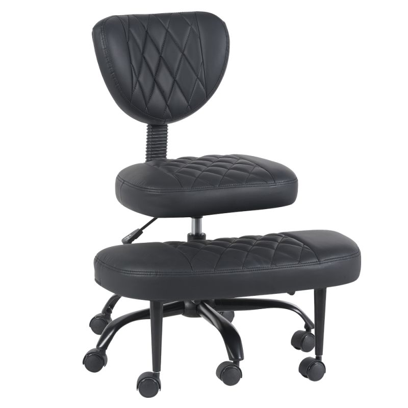 Ergonomická kľakačka, 44cm, čierna ekokoža, čierny kov, SAMER