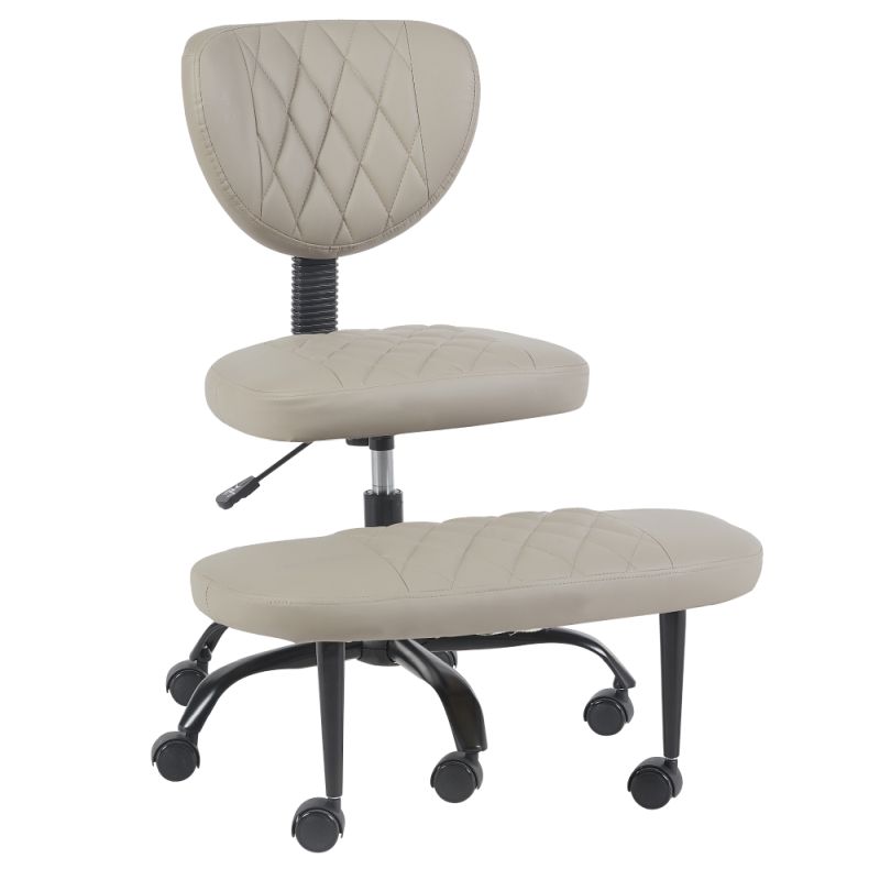 Ergonomická kľakačka, 44cm, sivohnedá Taupe ekokoža, čierny kov, SAMER