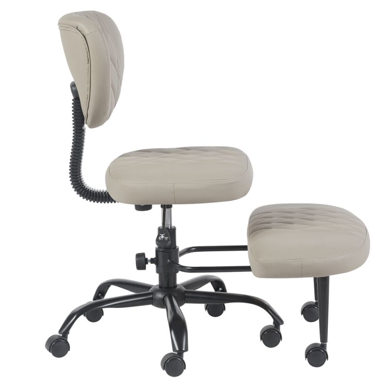 Ergonomická kľakačka, 44cm, sivohnedá Taupe ekokoža, čierny kov, SAMER