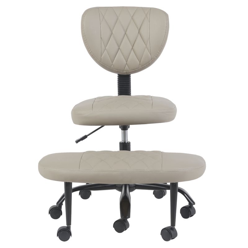 Ergonomická kľakačka, 44cm, sivohnedá Taupe ekokoža, čierny kov, SAMER
