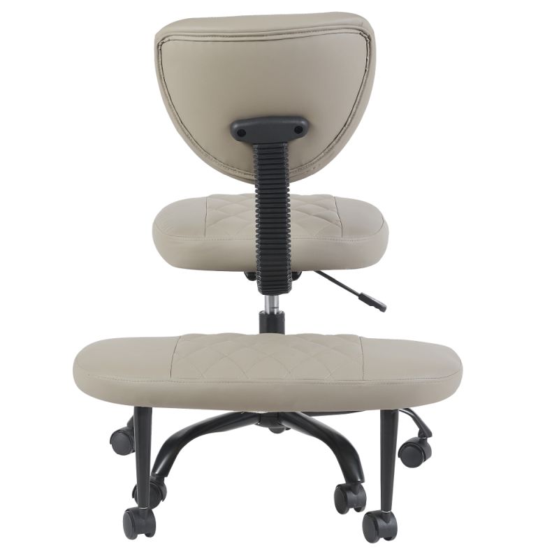 Ergonomická kľakačka, 44cm, sivohnedá Taupe ekokoža, čierny kov, SAMER