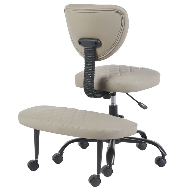 Ergonomická kľakačka, 44cm, sivohnedá Taupe ekokoža, čierny kov, SAMER