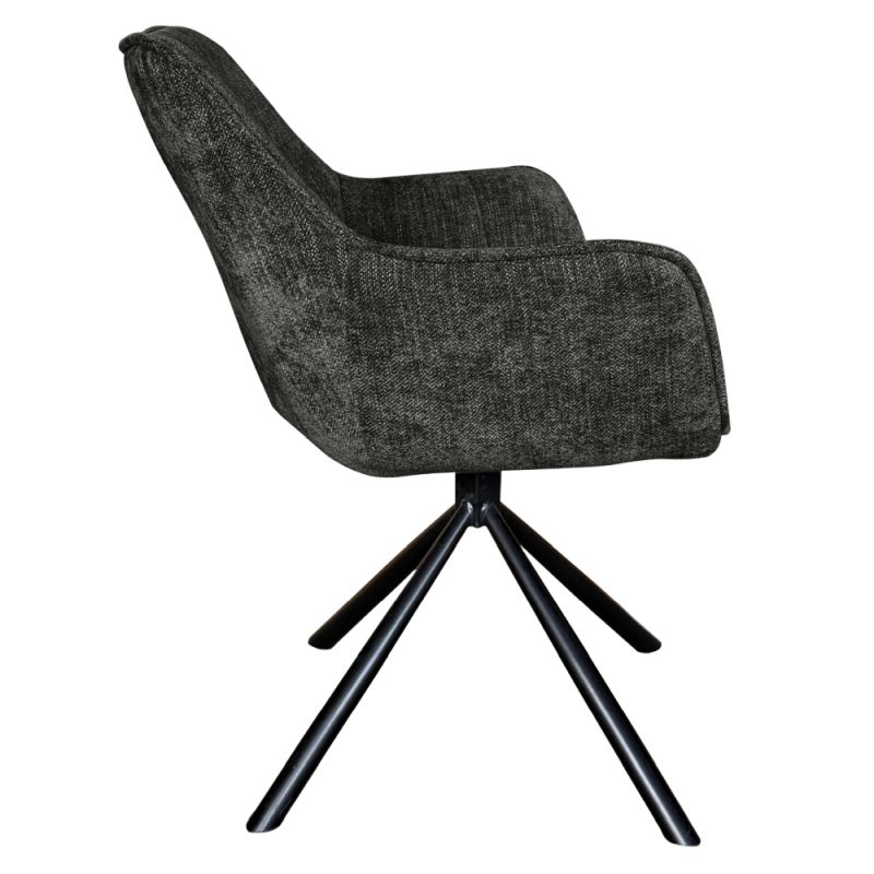 Otočné jedálenské kreslo, sivá látka, čierny kov, ALTIN