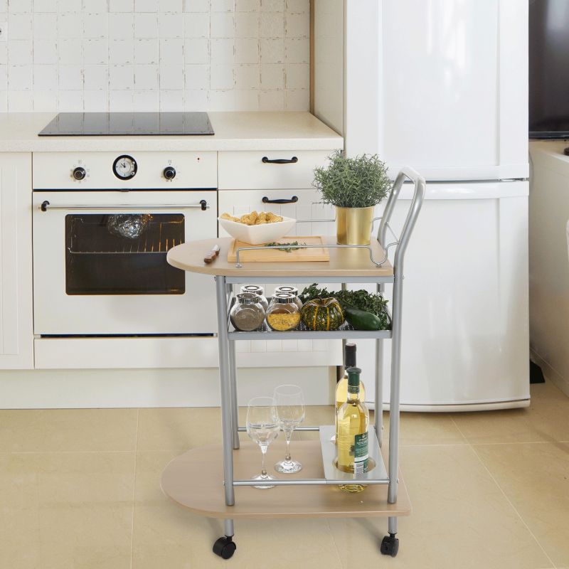 Servírovací stolík, 60cm, buk, strieborný, LIMA