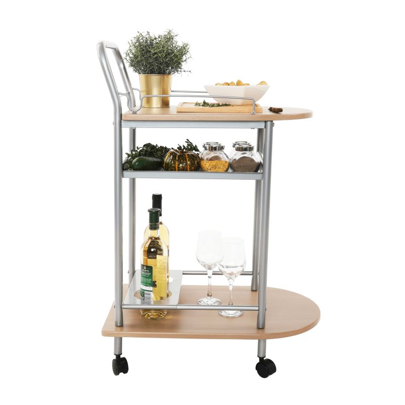 Servírovací stolík, 60cm, buk, strieborný, LIMA