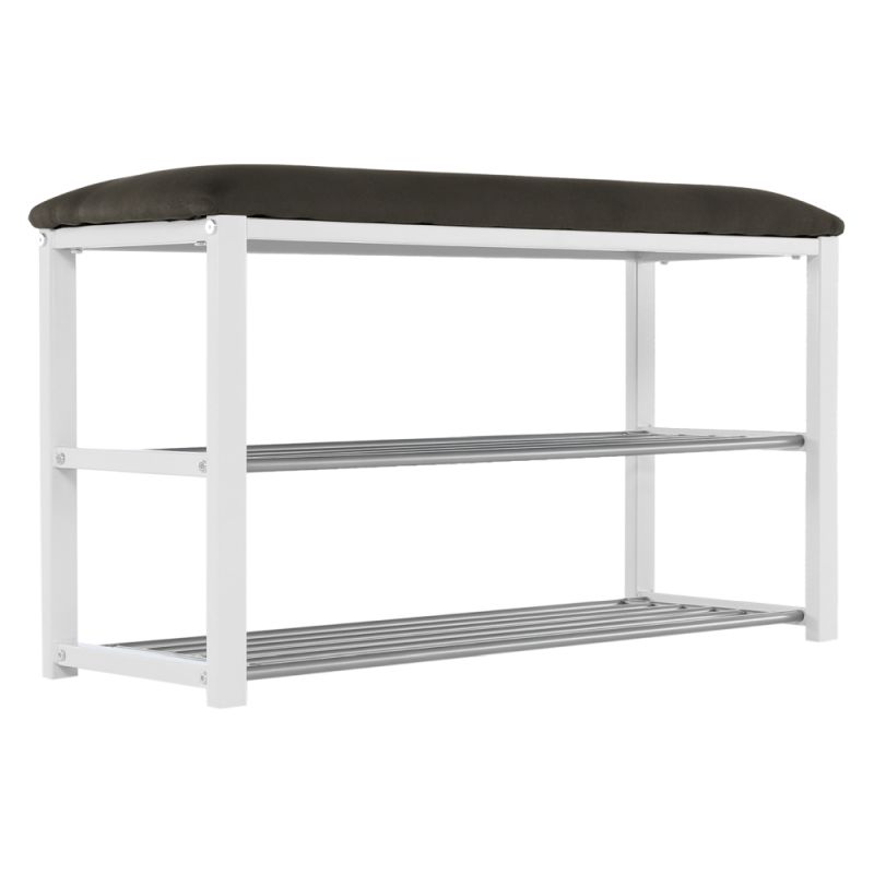 Lavica s botníkom, 81cm, sivá, biela, LANGELLA NEW