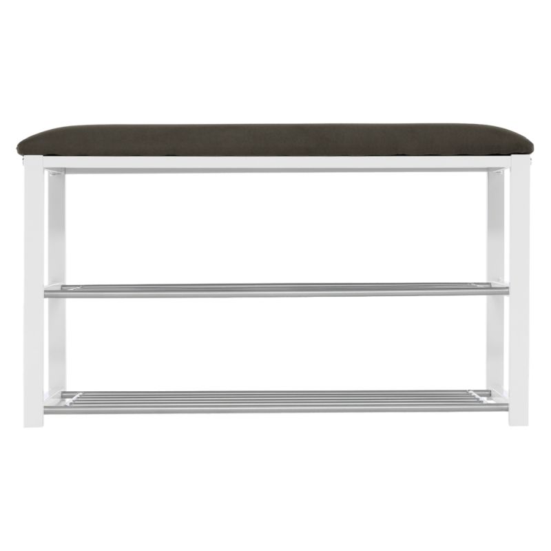 Lavica s botníkom, 81cm, sivá, biela, LANGELLA NEW