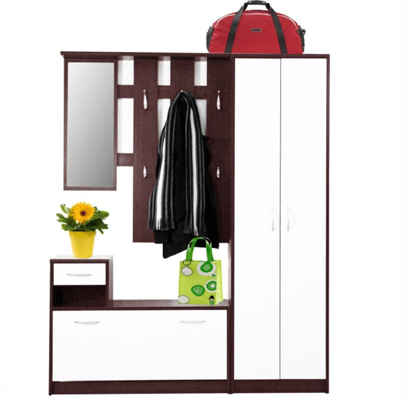 Predsieňová zostava, 100cm, wenge, biela, MECKI
