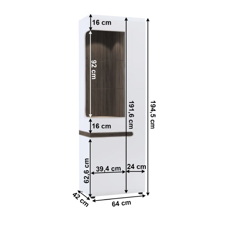 Vitrína, 64cm, biela, LYNATET TYP 01