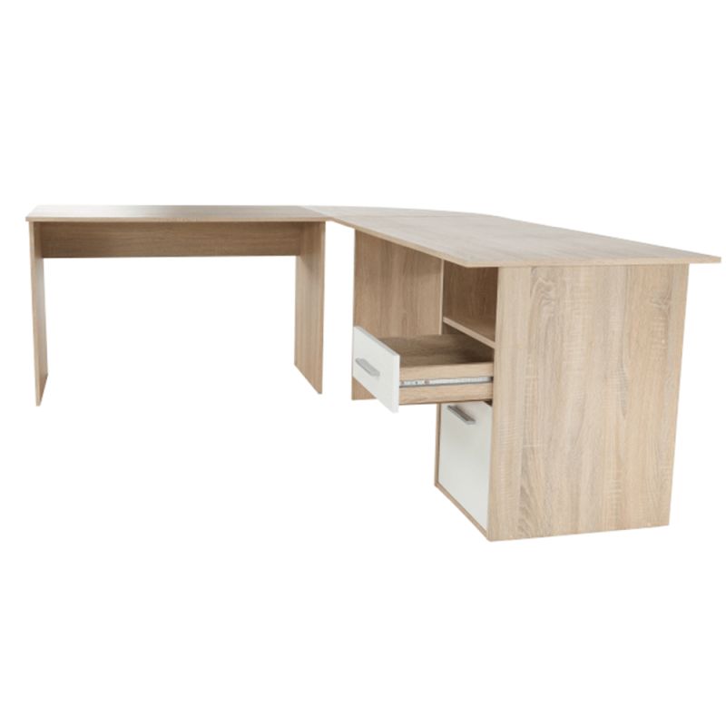 PC stôl, 203x176cm, dub sonoma, biely, MAURUS NEW MA11