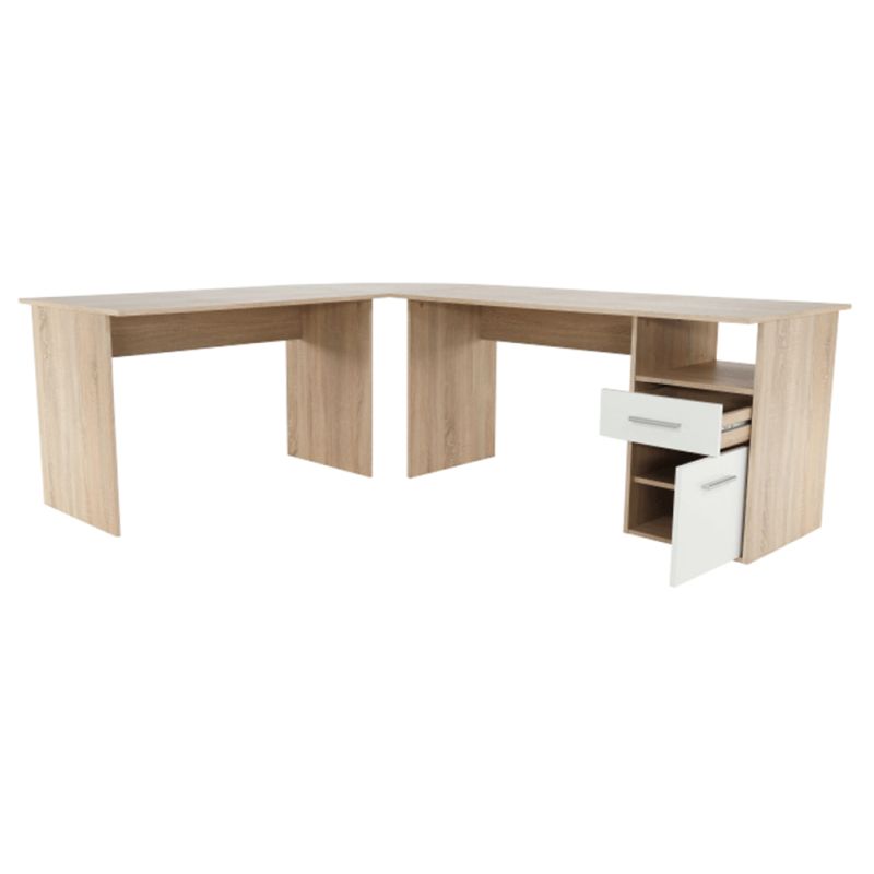 PC stôl, 203x176cm, dub sonoma, biely, MAURUS NEW MA11