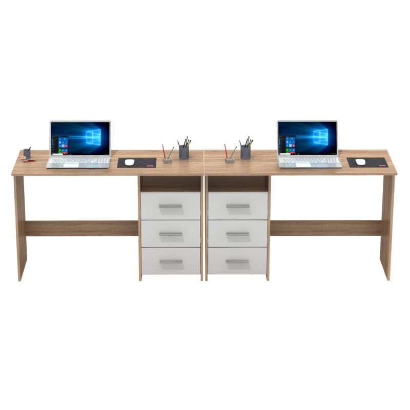 PC stôl, 123x50cm, dub sonoma, biela, LARISTOTE NEW