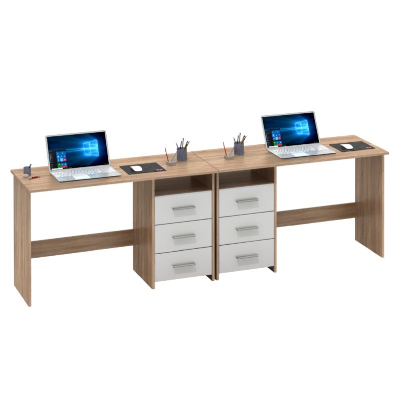 PC stôl, 123x50cm, dub sonoma, biela, LARISTOTE NEW