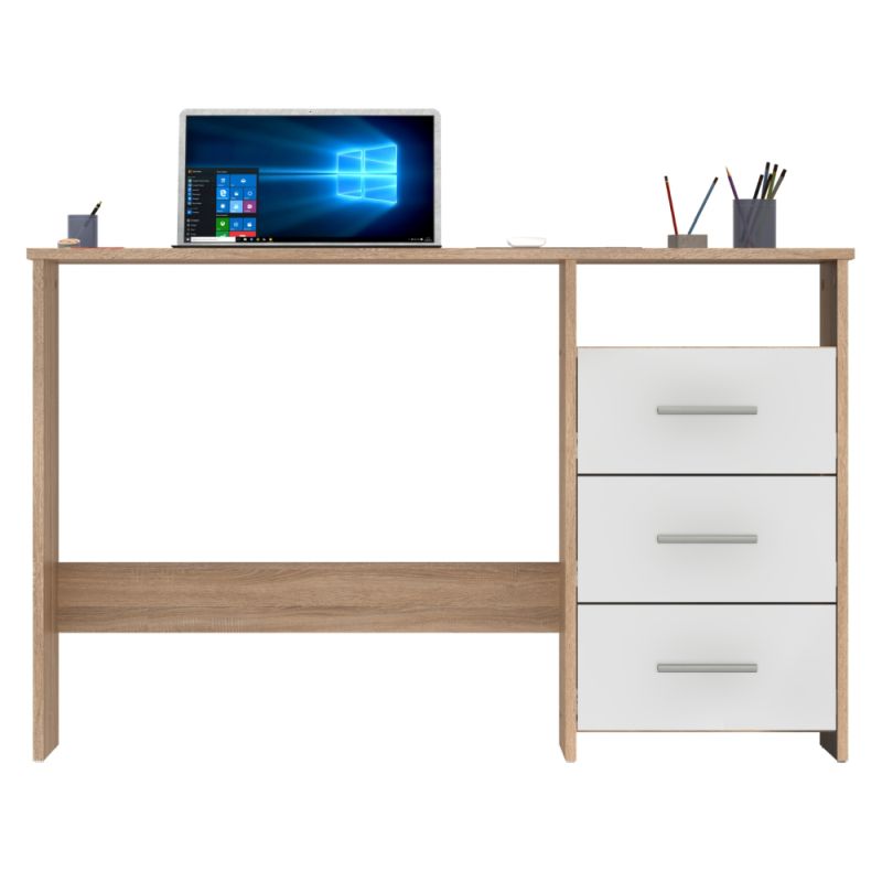 PC stôl, 123x50cm, dub sonoma, biela, LARISTOTE NEW