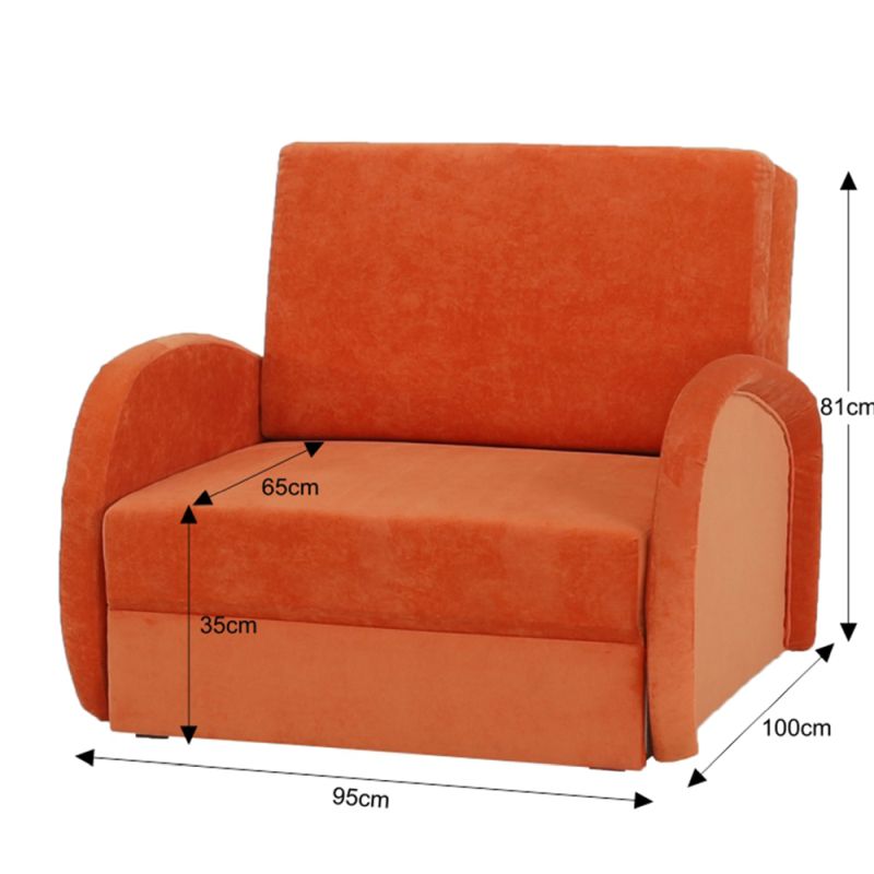 Kreslo, rozkladacie, oranžová látka, MILI 1