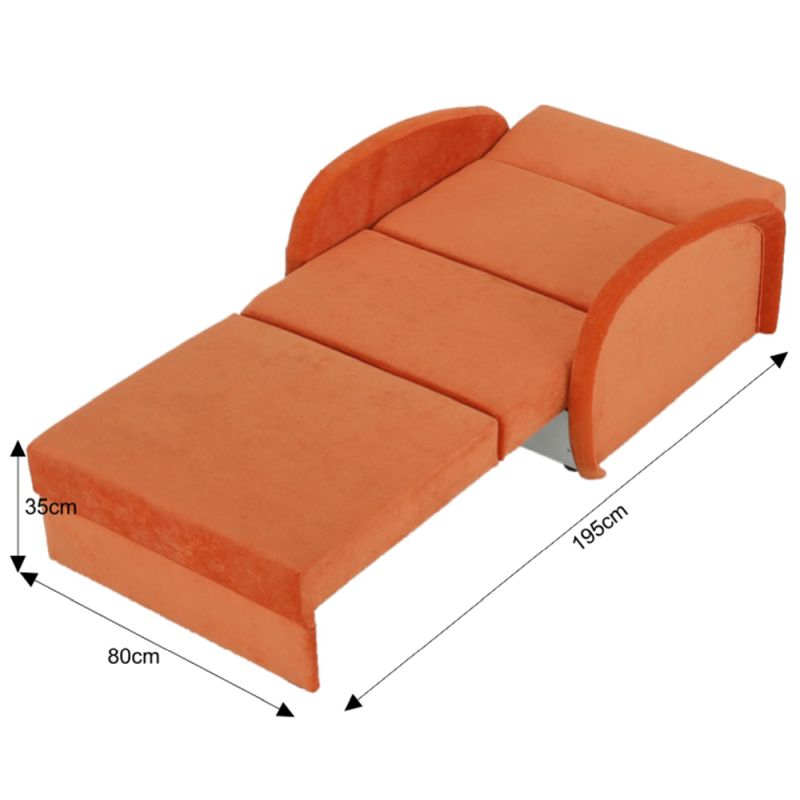 Kreslo, rozkladacie, oranžová látka, MILI 1