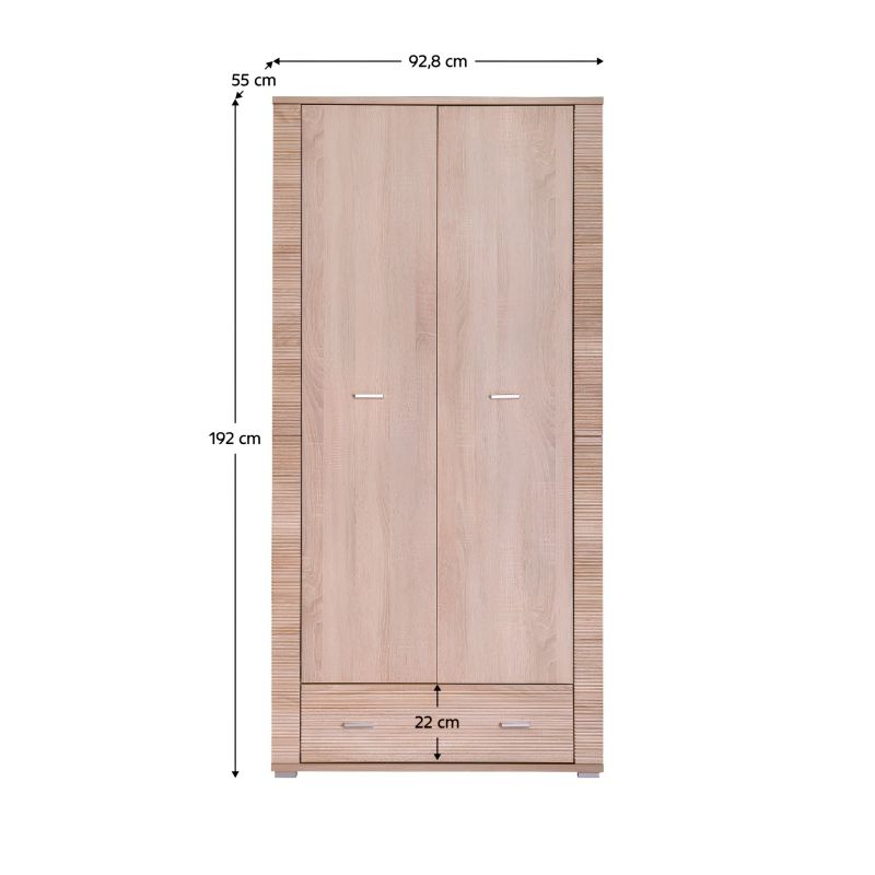 Skriňa, 93cm, vešiaková, dub sonoma, GRAND typ 3