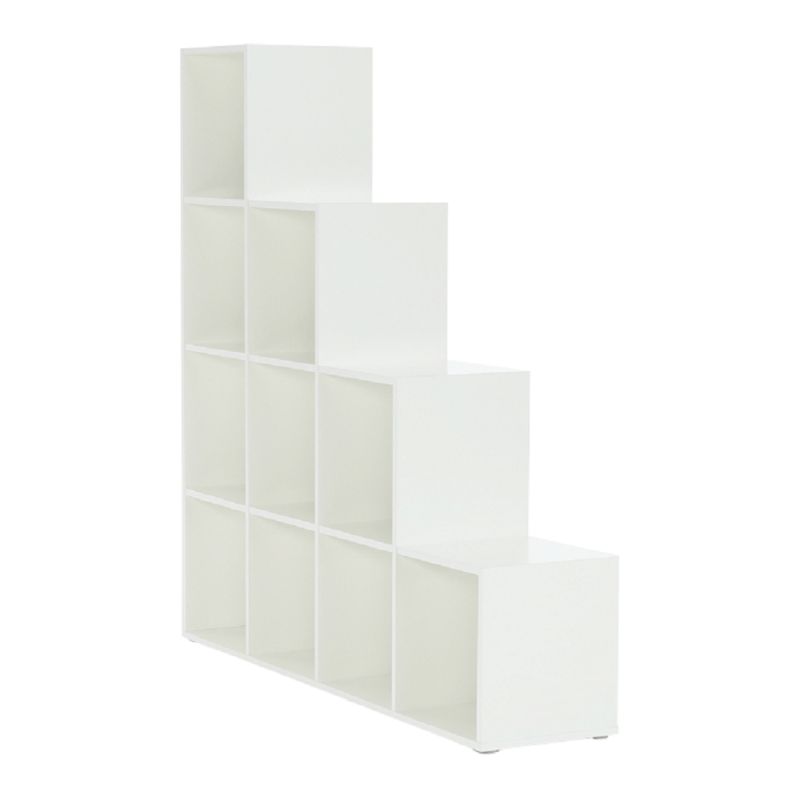 Regál, 139cm, biely, pyramída, NORAH
