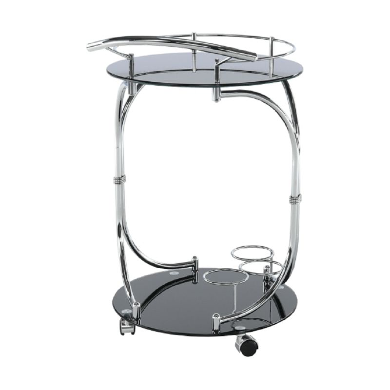 Servírovací stolík, 50cm, čierne sklo, chróm, VESNA