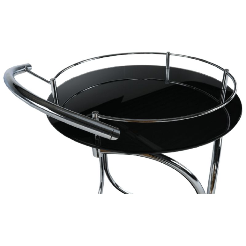 Servírovací stolík, 50cm, čierne sklo, chróm, VESNA