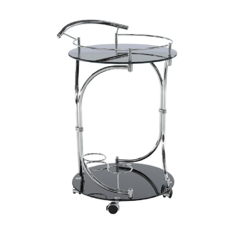 Servírovací stolík, 50cm, čierne sklo, chróm, VESNA