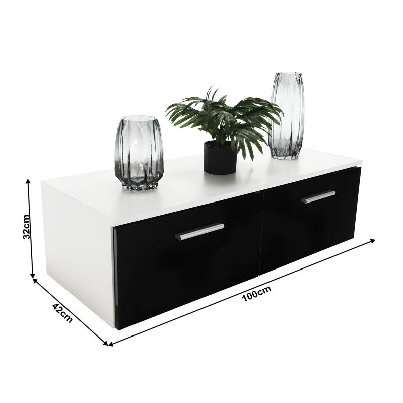 Obývacia stena, 250cm, biela, čierna, LEO