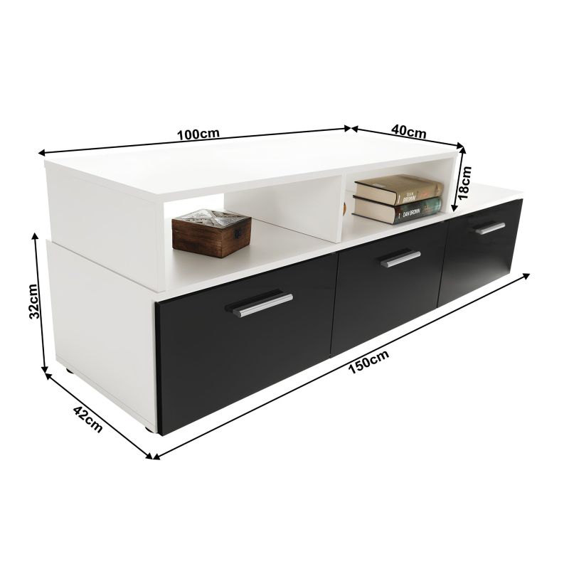 Obývacia stena, 250cm, biela, čierna, LEO