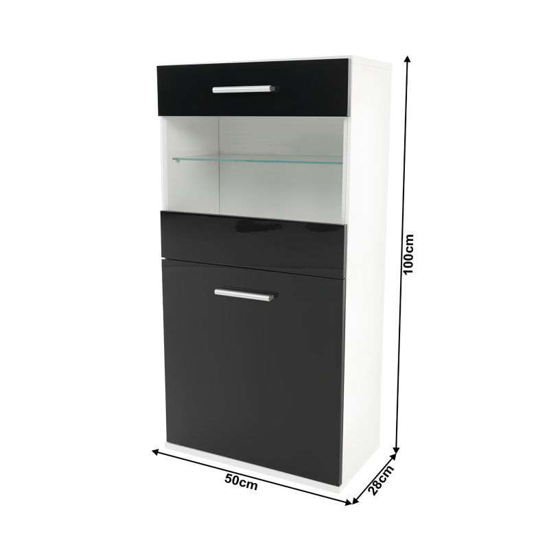 Obývacia stena, 250cm, biela, čierna, LEO