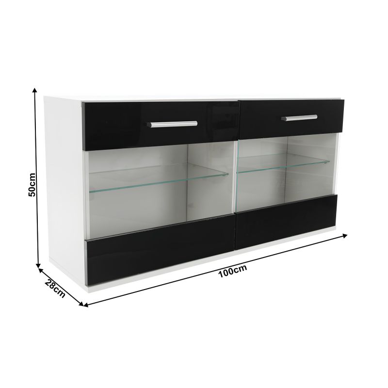 Obývacia stena, 250cm, biela, čierna, LEO