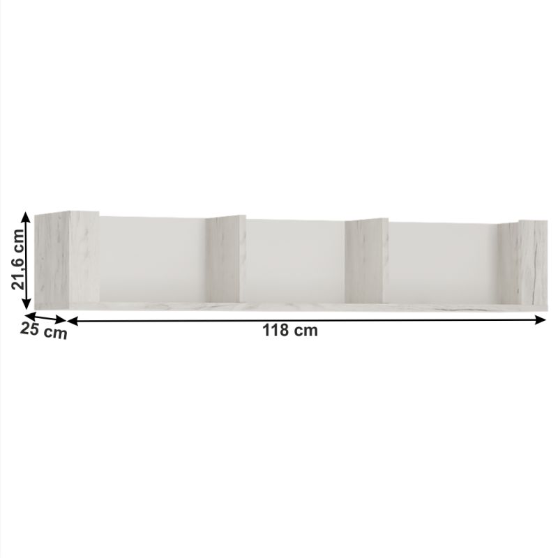 Polica ANGEL typ 61, biela craft